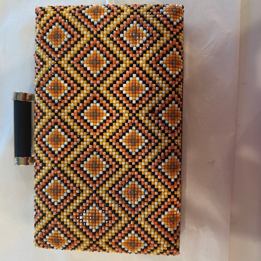 Ladies Orange/Multcolored Bora Bora Clutch w/Cross Body Chain